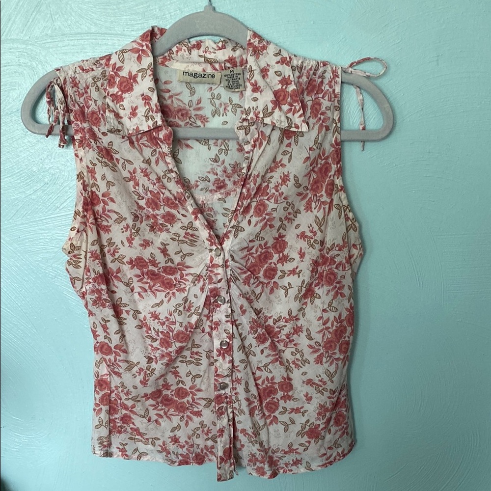 Floral Button-Up Blouse - Pink
